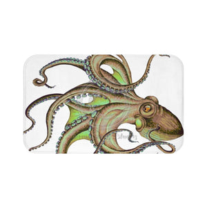 Brown Green Octopus On White Ink Art Bath Mat 34 × 21 Home Decor