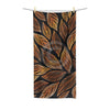 Brown Leaves On Black Pattern Polycotton Towel 30X60 Home Decor