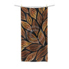 Brown Leaves On Black Pattern Polycotton Towel 36X72 Home Decor