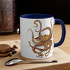 Brown Octopus Dance Watercolor On White Art Accent Coffee Mug 11Oz