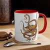 Brown Octopus Dance Watercolor On White Art Accent Coffee Mug 11Oz