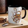 Brown Octopus Dance Watercolor On White Art Accent Coffee Mug 11Oz