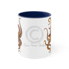 Brown Octopus Dance Watercolor On White Art Accent Coffee Mug 11Oz Navy /