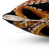 Brown Octopus Tentacles Black Ink Art Square Pillow Home Decor