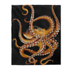 Brown Octopus Tentacles Dance On Black Watercolor Art Velveteen Plush Blanket 50 × 60 All Over
