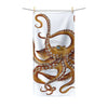 Brown Octopus Tentacles Dance White Polycotton Towel 30X60 Home Decor