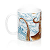 Brown Octopus Tentacles Vintage Map Art Mug 11Oz