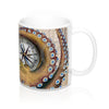 Brown Octopus Tentacles Vintage Map Art Mug 11Oz