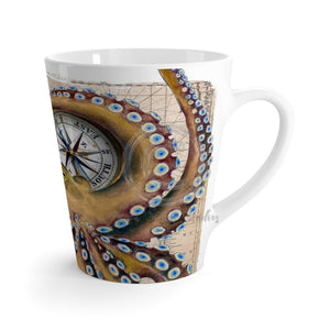 Brown Octopus Tentacles Vintage Map White Latte Mug 12Oz Mug