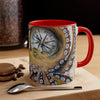 Brown Octopus Vintage Map Compass Art Accent Coffee Mug 11Oz