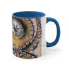 Brown Octopus Vintage Map Compass Art Accent Coffee Mug 11Oz Blue /