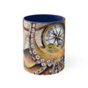 Brown Octopus Vintage Map Compass Art Accent Coffee Mug 11Oz Navy /