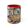 Brown Octopus Vintage Map Compass Art Accent Coffee Mug 11Oz Red /