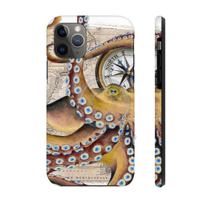 Brown Octopus Vintage Map Compass Case Mate Tough Phone Cases Iphone 11 Pro