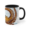 Brown Octopus Watercolor Vintage Map On White Art Accent Coffee Mug 11Oz