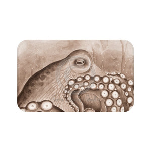 Brown Sepia Octopus Watercolor Art Bath Mat Large 34X21 Home Decor