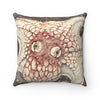 Brown Taupe Octopus Vintage Map Ink Art Square Pillow Home Decor