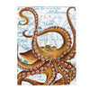 Brown Tentacles Octopus Vintage Map Art Velveteen Plush Blanket 60 × 80 All Over Prints