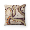 Brown Tentacles Vintage Map Square Pillow 14X14 Home Decor