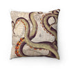 Brown Tentacles Vintage Map Square Pillow Home Decor