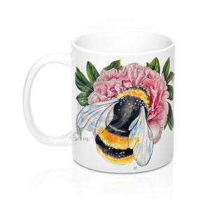 Bumble Bee Peony Art Mug 11Oz