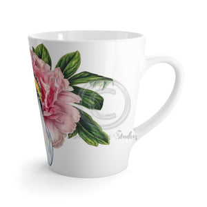 Bumble Bee Peony Watercolor White Latte Mug 12Oz Mug