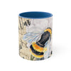 Bumble Bee White Peony Music Art Accent Coffee Mug 11Oz Blue /
