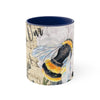 Bumble Bee White Peony Music Art Accent Coffee Mug 11Oz Navy /