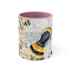 Bumble Bee White Peony Music Art Accent Coffee Mug 11Oz Pink /
