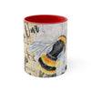 Bumble Bee White Peony Music Art Accent Coffee Mug 11Oz Red /