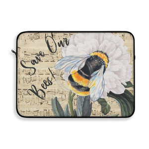 Bumble Bee White Peony Music Art Laptop Sleeve 15