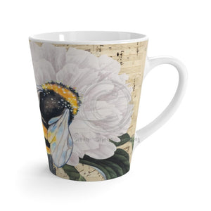 Bumble Bee White Peony Music Art Latte Mug 12Oz Mug