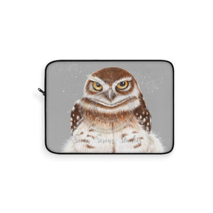 Burrowing Owl Light Gray Art Laptop Sleeve 15