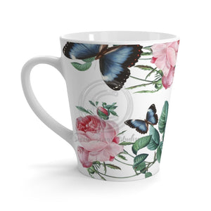 Butterflies And Rose Floral Vintage Style Art Latte Mug 12Oz Mug
