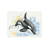 Breaching Orca Whale Waves Watercolor Art Ceramic Photo Tile