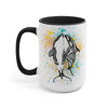 Orca Whales Tribal Love Color Splash Ink  Art Two-Tone Coffee Mugs, 15oz
