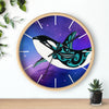 Orca Whale Tribal Teal Nebula Galaxy Ink Art Wall clock