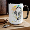 Orca Whales Tribal Love Color Splash Ink  Art Two-Tone Coffee Mugs, 15oz