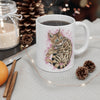Cute Bengal Kitten Cat Watercolor Art White Pink Splash Art Mug 11oz