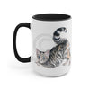 Calico Tabby Kitten Yoga Watercolor Art Two-Tone Coffee Mugs 15Oz / Black Mug