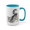 Calico Tabby Kitten Yoga Watercolor Art Two-Tone Coffee Mugs 15Oz Mug