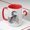 Calico Tabby Kitten Yoga Watercolor Art Two-Tone Coffee Mugs 15Oz Mug