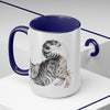Calico Tabby Kitten Yoga Watercolor Art Two-Tone Coffee Mugs 15Oz Mug