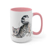 Calico Tabby Kitten Yoga Watercolor Art Two-Tone Coffee Mugs 15Oz Mug