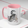 Calico Tabby Kitten Yoga Watercolor Art Two-Tone Coffee Mugs 15Oz Mug