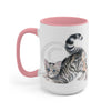 Calico Tabby Kitten Yoga Watercolor Art Two-Tone Coffee Mugs 15Oz / Pink Mug