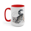 Calico Tabby Kitten Yoga Watercolor Art Two-Tone Coffee Mugs 15Oz / Red Mug