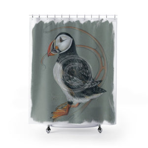 Canadian Birds Series: Atlantic Puffin Art Shower Curtain 71 × 74 Home Decor