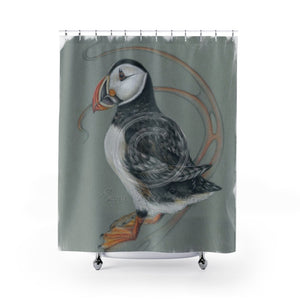 Canadian Birds Series: Atlantic Puffin Colored Pencil Art Shower Curtain 71 × 74 Home Decor