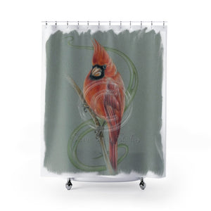 Canadian Birds Series: Red Cardinal Art Shower Curtain 71 × 74 Home Decor